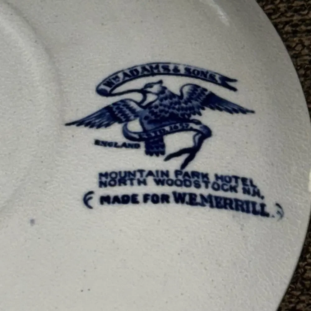 Wm Adams & Sons Souvineer Blue Transfer-ware Plate Mountain Park Hotel NH
